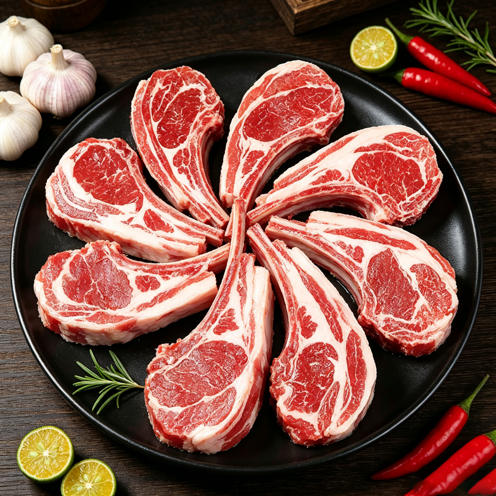 Raw French Lamb Chops